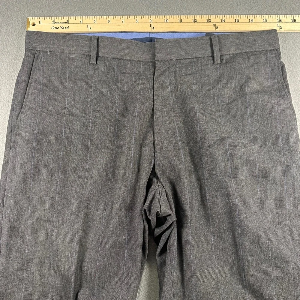 Banana Republic Classic Fit Mens Dress Pants 35x32 Charcoal Grey Blue Pinstripe